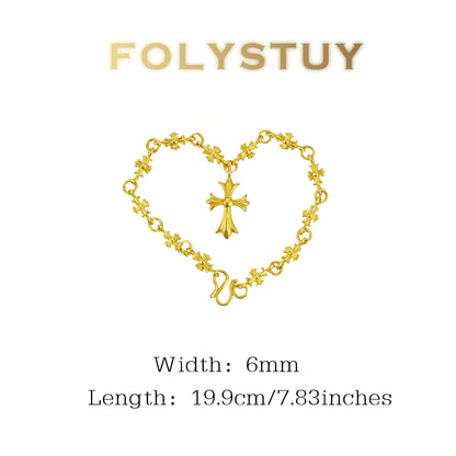 【FOLYSTUY (YNW13)】24k gold filled Cross Bracelet Fashion Unisex Bracelet