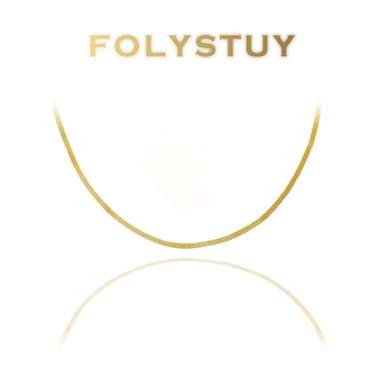 【FOLYSTUY (Y147)】24k gold filled 3 rows of box chain flat snake bones