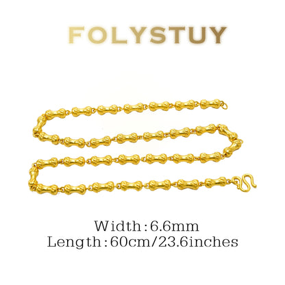 【FOLYSTUY(YNY08)】24k gold filled Bamboo Necklace Hip Hop Necklace