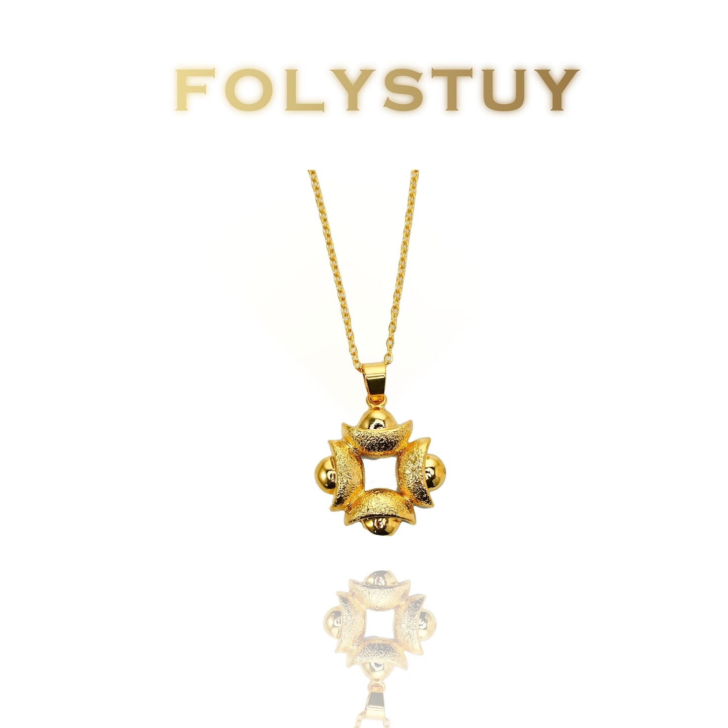 【FOLYSTUY (K138)】24k gold filled Yuanbao Flower Pendant