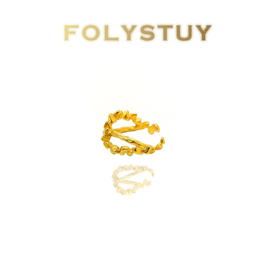 【FOLYSTUY(YNZ43)】24k gold filled Fashion Forward Chunky Link Open Ring