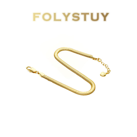 【FOLYSTUY(W171)】24k gold filled Elegant Snake Bone Bracelet