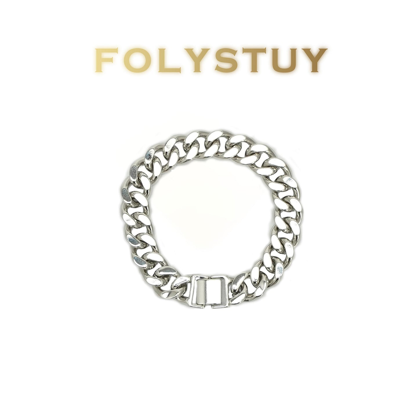 [FOLYSTUY (W179)] 24k gold filled Silver large Cuba bracelet