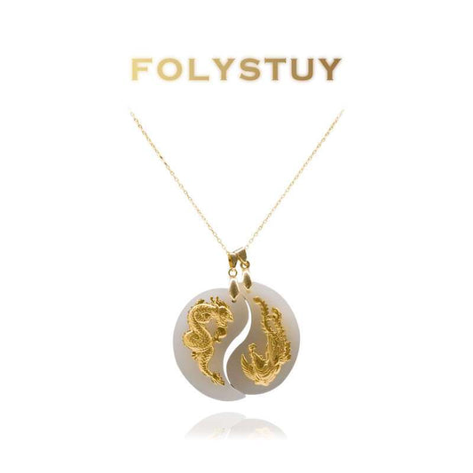 A pair of dragon and phoenix pendants NO.JXY64