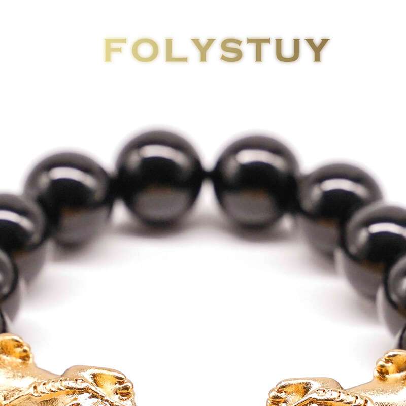 Double Paulownia Black Bead Bracelet NO.W131