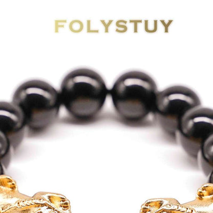 Double Paulownia Black Bead Bracelet NO.W131