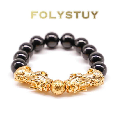Double Paulownia Black Bead Bracelet NO.W131