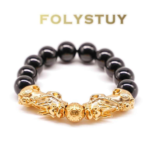 Double Paulownia Black Bead Bracelet NO.W131
