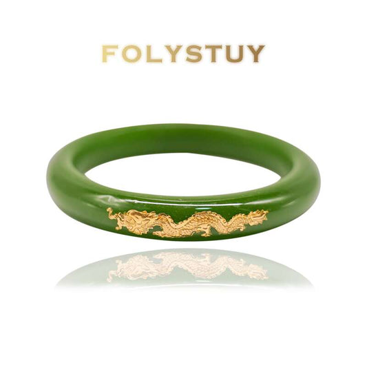 Green Jade Dragon and Phoenix Bracelet 58mm-64mm NO.JXY72