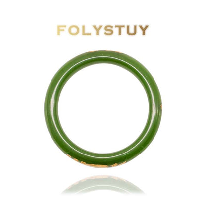 Green Jade Dragon and Phoenix Bracelet 58mm-64mm NO.JXY72