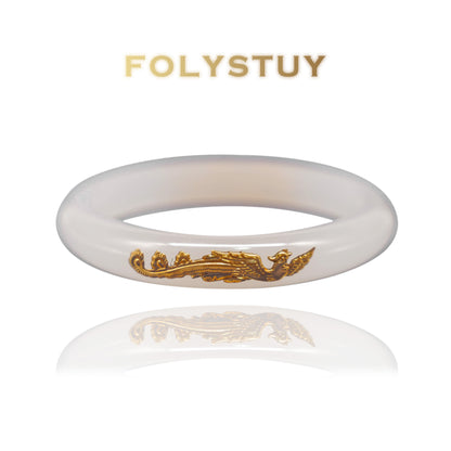 【FOLYSTUY(JXY73)】Hetian White Jade Dragon and Phoenix Bracelet