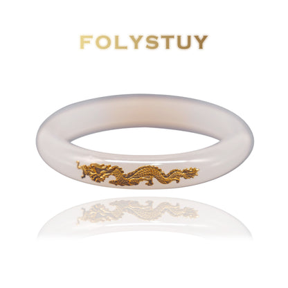 【FOLYSTUY(JXY73)】Hetian White Jade Dragon and Phoenix Bracelet