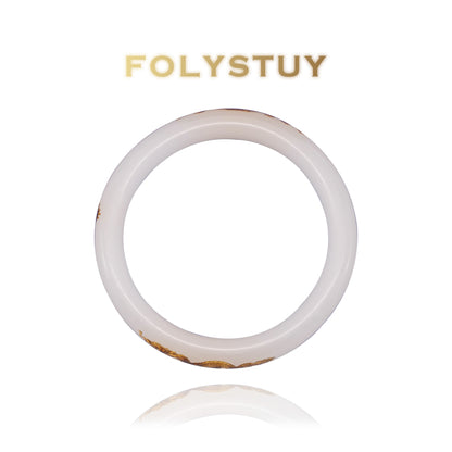 【FOLYSTUY(JXY73)】Hetian White Jade Dragon and Phoenix Bracelet