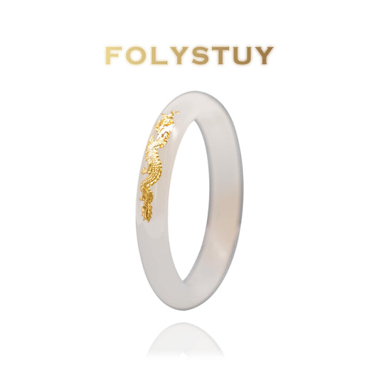 【FOLYSTUY(JXY73)】Hetian White Jade Dragon and Phoenix Bracelet