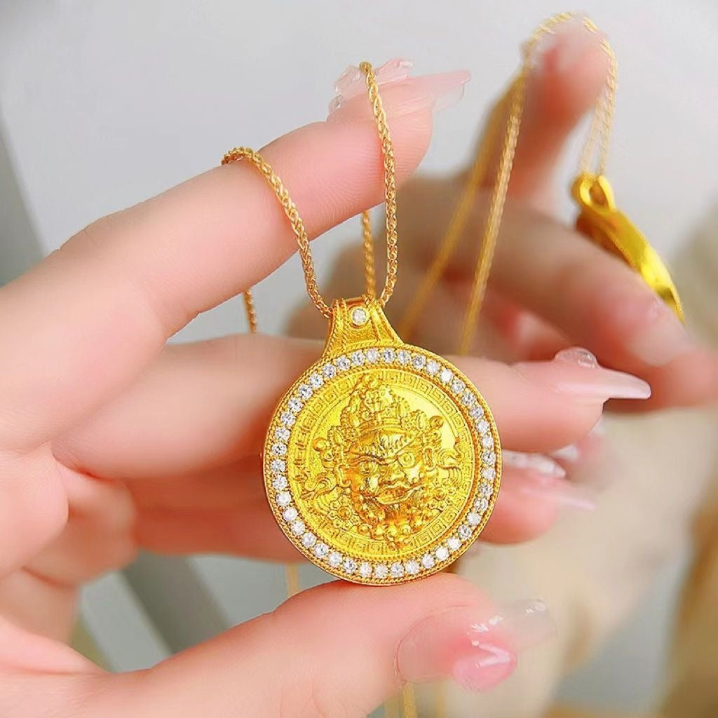 K12 Yellow God of Fortune Pendant with Diamonds