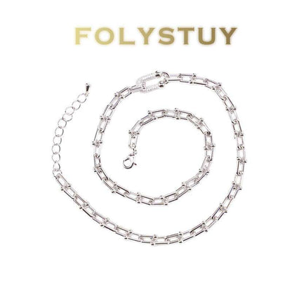 White Gold Paperclip Jewelry Set NO.Y125