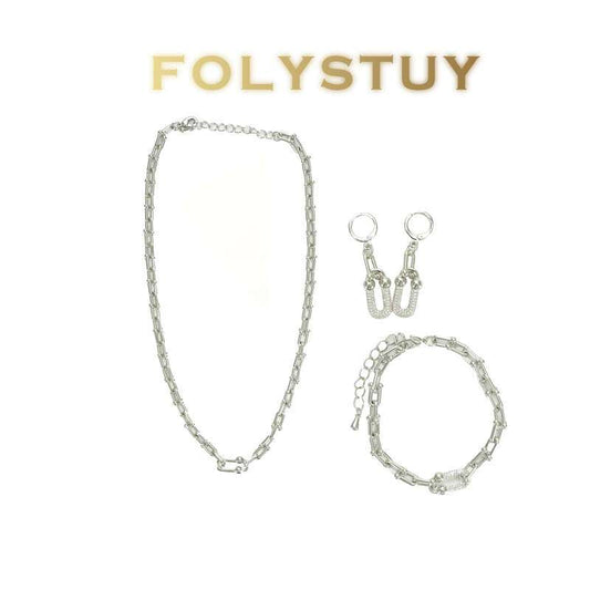 White Gold Paperclip Jewelry Set NO.Y125