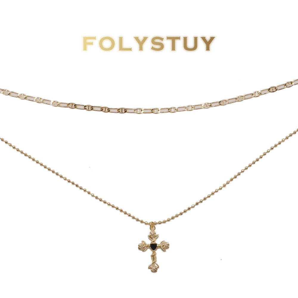 Y89 Double Cross Necklace