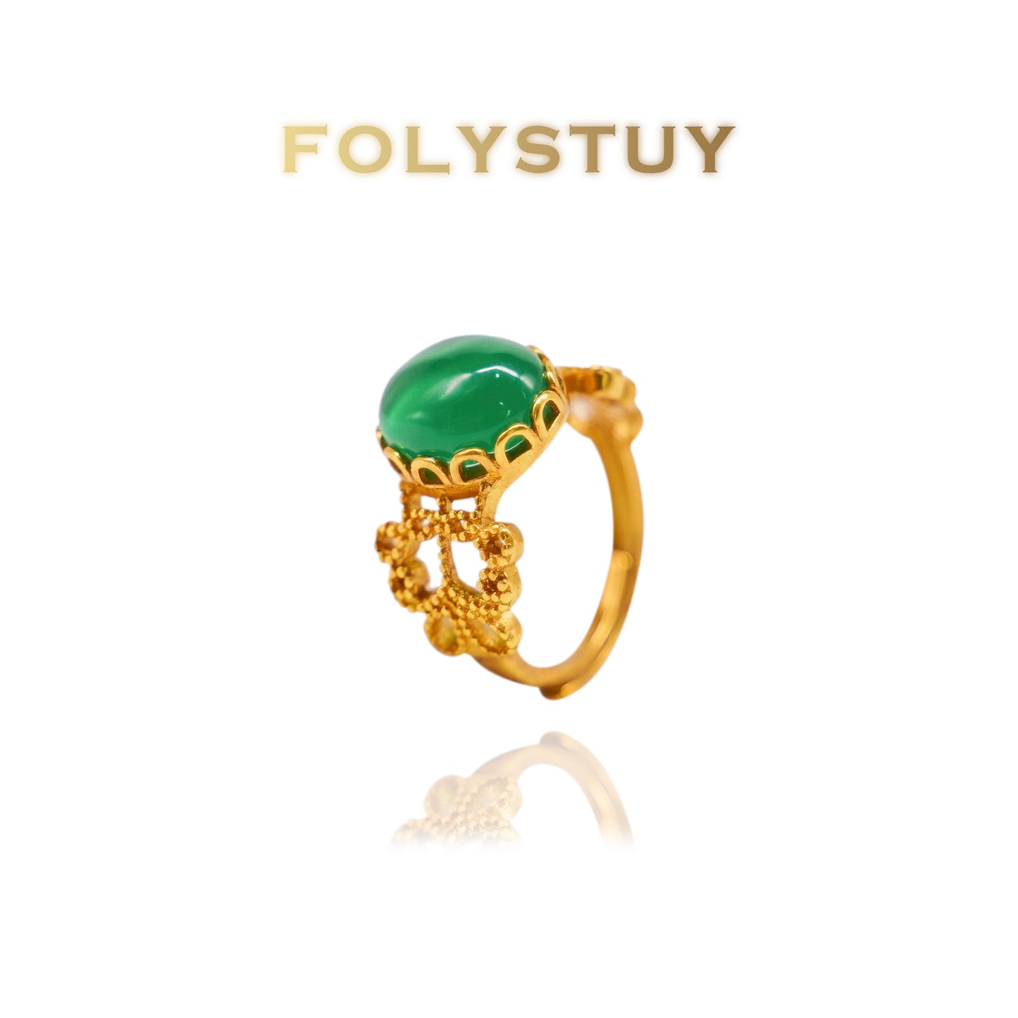 YNZ07 Green Agate Ring