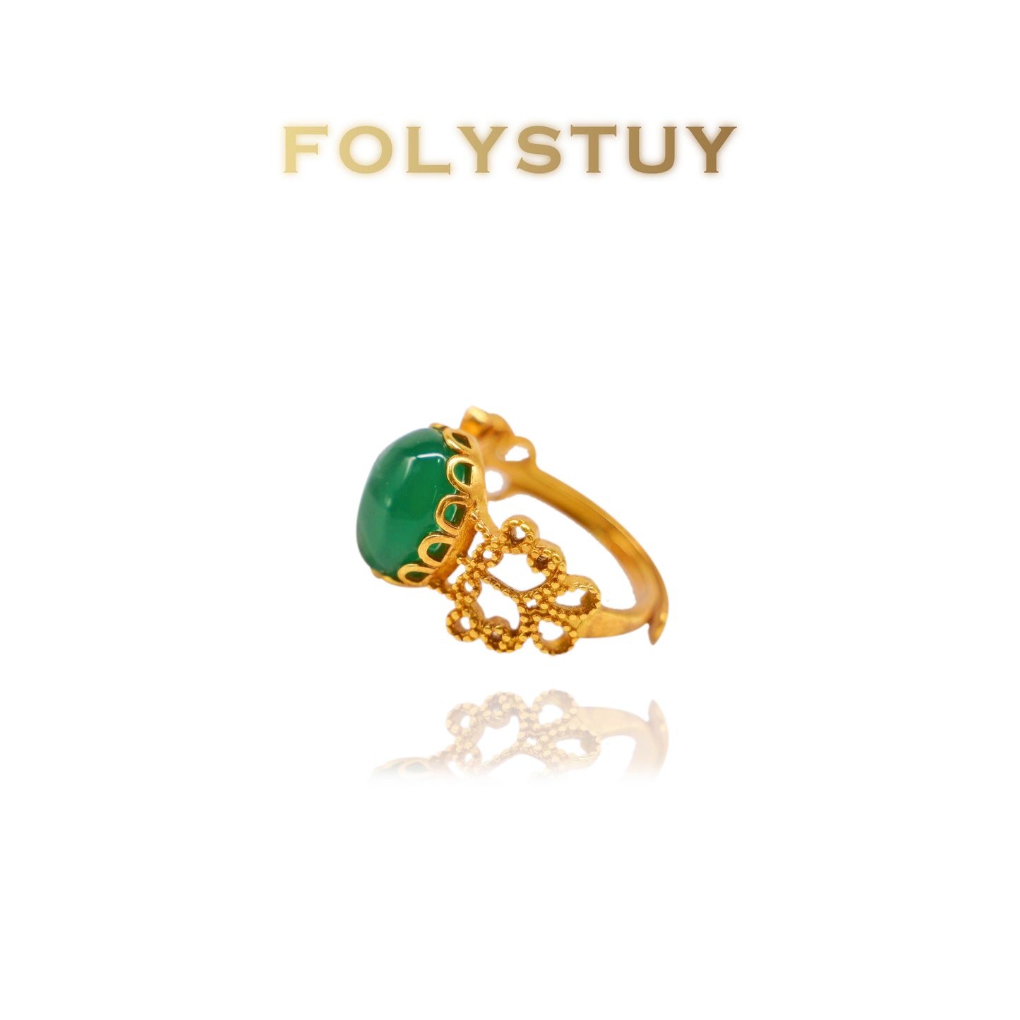 YNZ07 Green Agate Ring