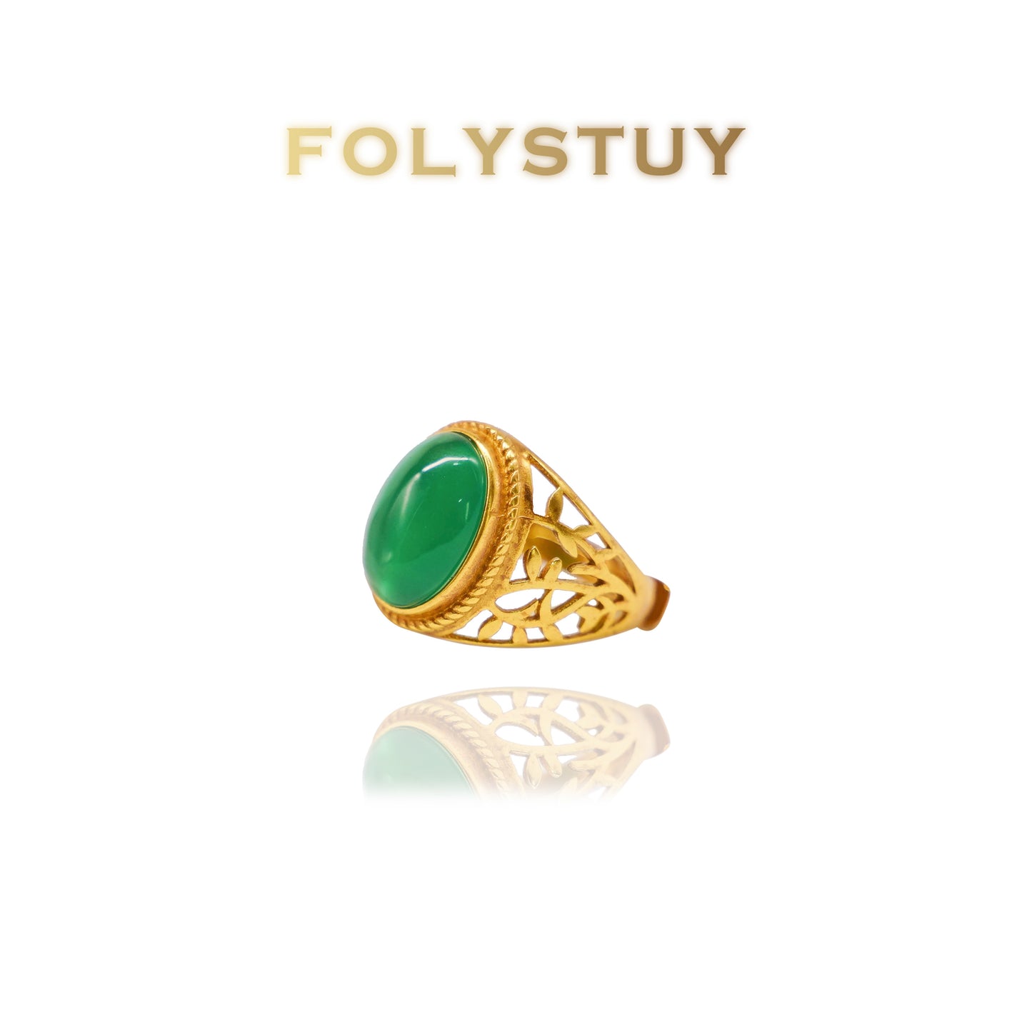 YNZ09 Green Agate Ring