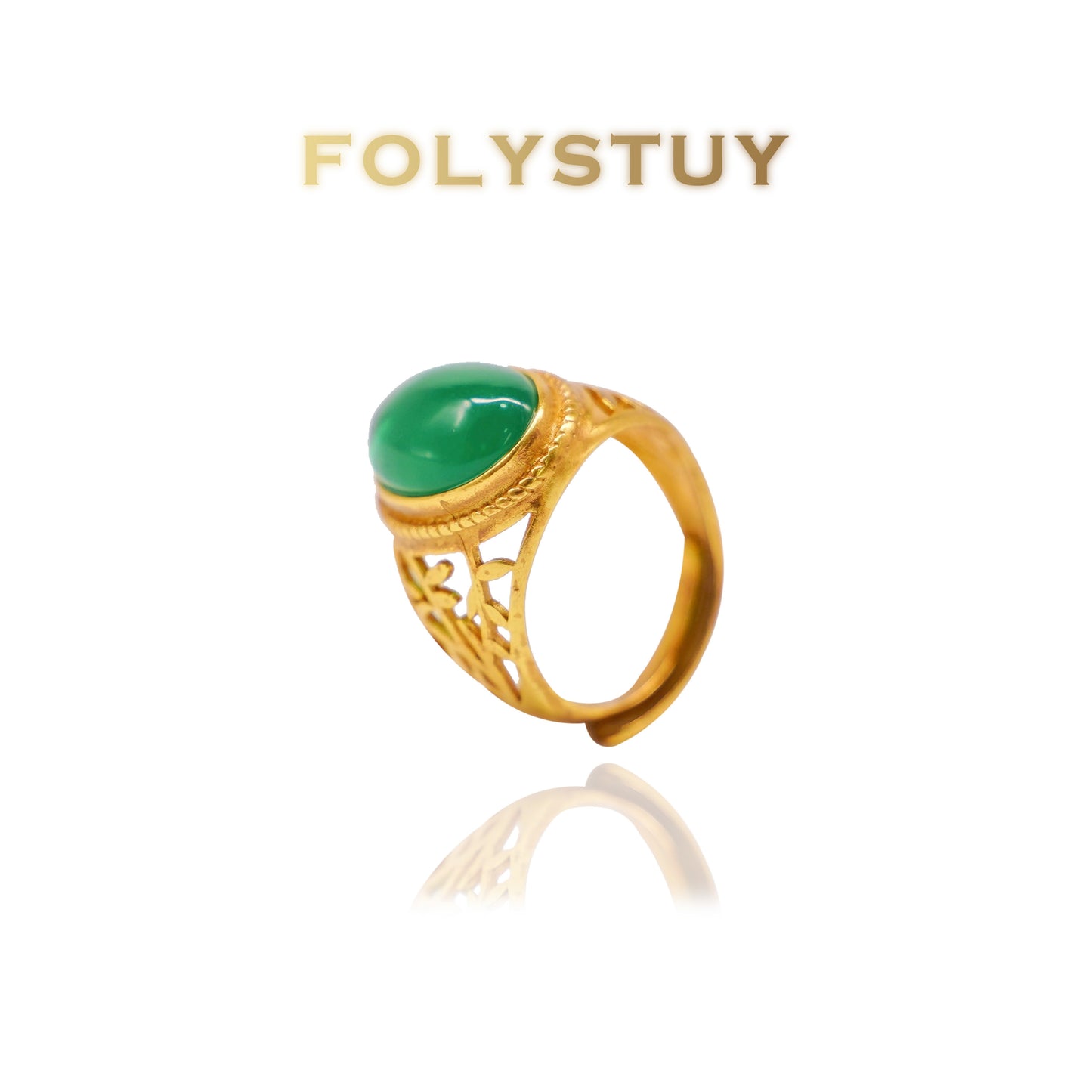 YNZ09 Green Agate Ring