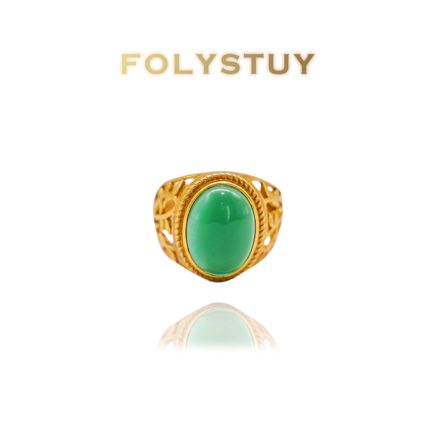 YNZ09 Green Agate Ring