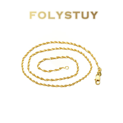 【FOLYSTUY(Y140)】 24k gold filled Rippling Waterwave Necklace