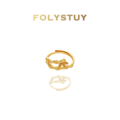 【FOLYSTUY(YNZ56)】24k gold filled Elegant Bamboo - Inspired Ring