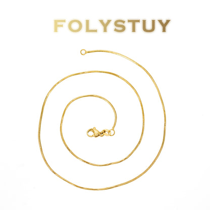 【FOLYSTUY (Y145)】24k gold filled  Snake Bone Chain Link Herrings Necklace