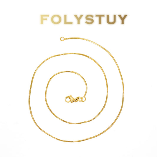 【FOLYSTUY (Y145)】24k gold filled  Snake Bone Chain Link Herrings Necklace