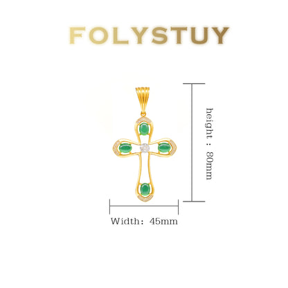 FOLYSTUY(YNK07) 24k gold filled 80mm with 45mm cross pendent