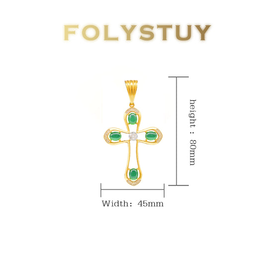 FOLYSTUY(YNK07) 24k gold filled 80mm with 45mm cross pendent