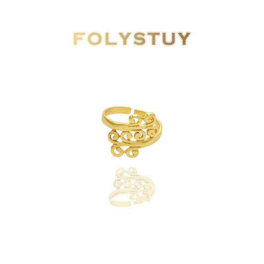 【FOLYSTUY(YNZ44)】24k gold filled Romantic Flower Ring