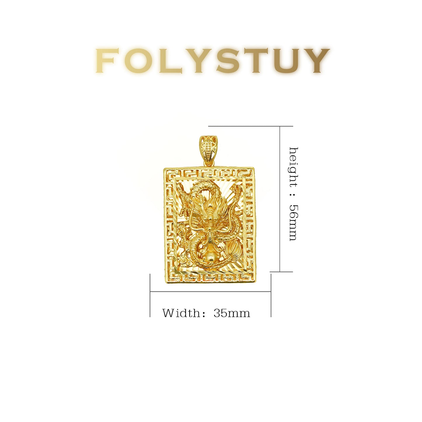 [FOLYSTUY (K148)] 24k gold filled The relief dragon-shaped pendant
