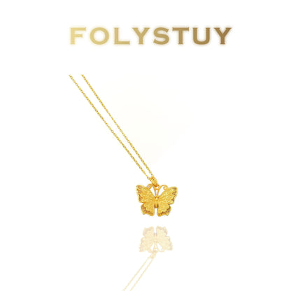 【FOLYSTUY(K140)】24k gold filled Gorgeous Butterfly Hollow-Out Pendant