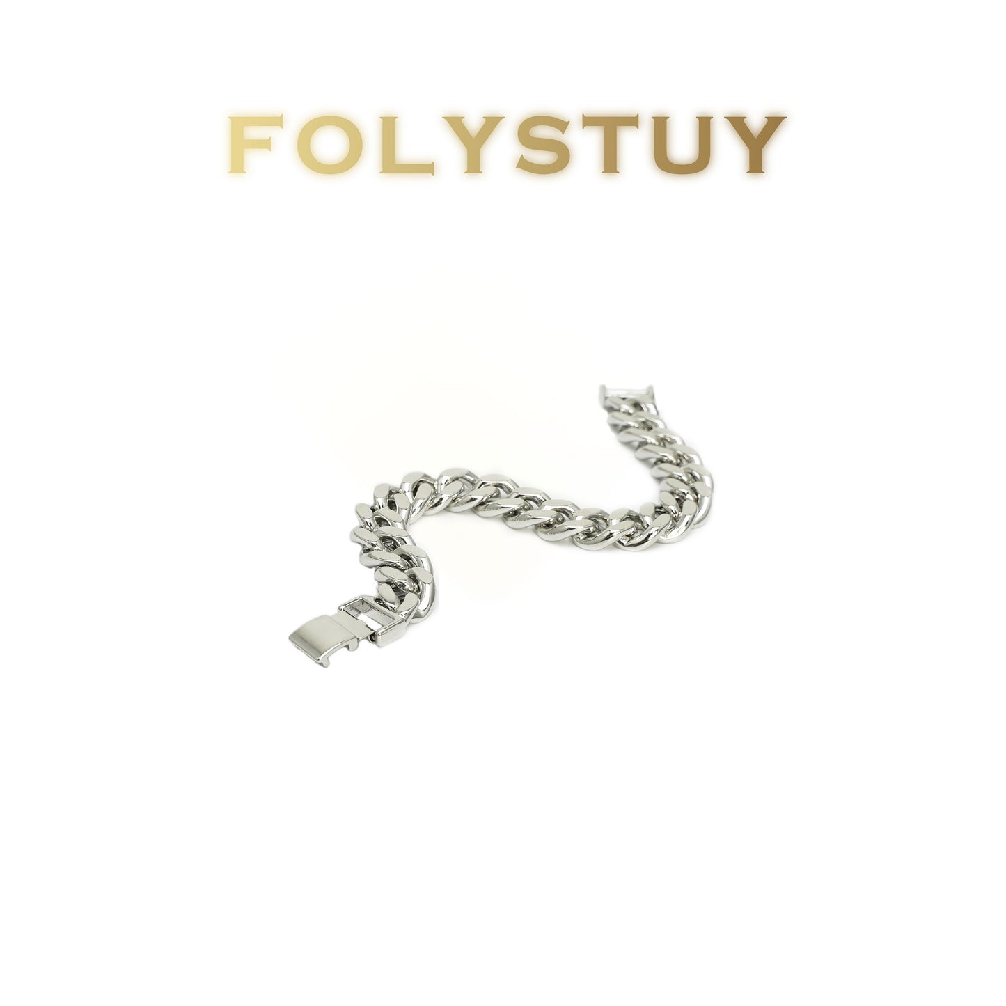 [FOLYSTUY (W179)] 24k gold filled Silver large Cuba bracelet