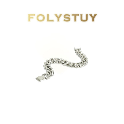 [FOLYSTUY (W179)] 24k gold filled Silver large Cuba bracelet