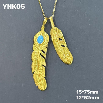 FOLYSTUY(YNK05) 24k gold filled Feather Pendant [buy 1 get 5]