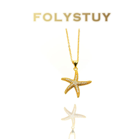 【FOLYSTUY (K137) 】24k gold filled Exquisite Starfish Pendant