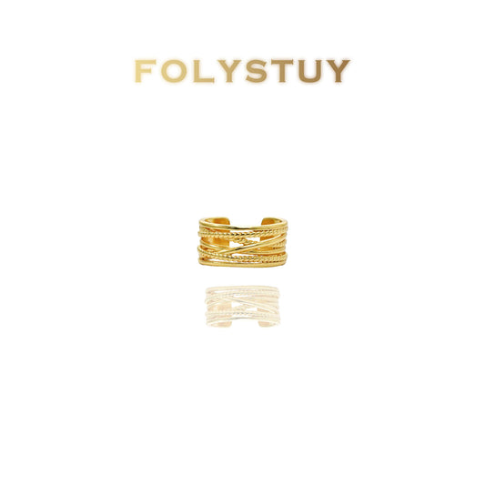 【FOLYSTUY(YNZ47)】24k gold filled Retro-Style Braided Ring
