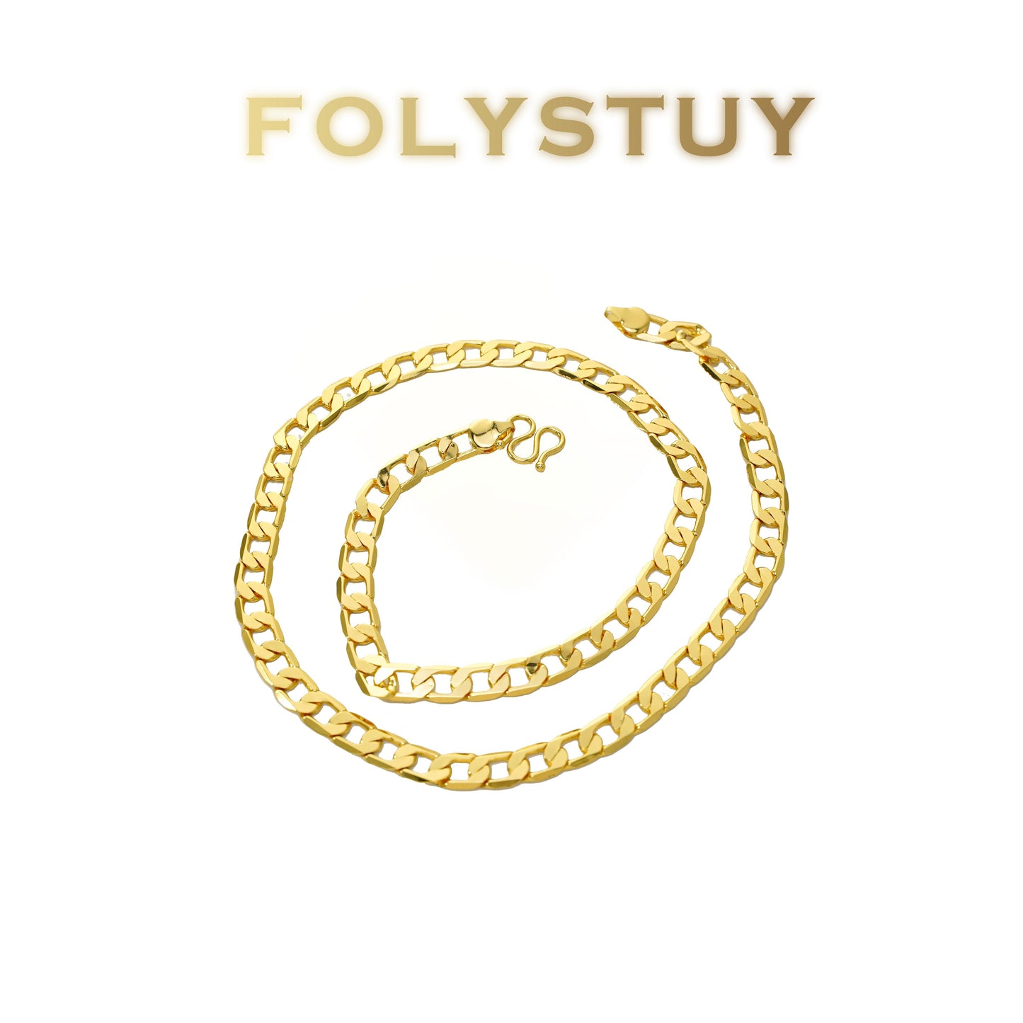 【FOLYSTUY (Y139)】24k gold filled Plain Cuban Chain Necklace