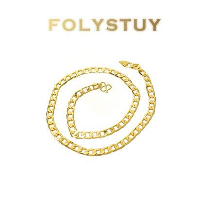 【FOLYSTUY (Y139)】24k gold filled Plain Cuban Chain Necklace