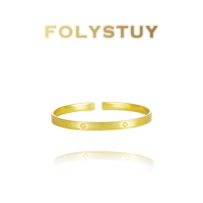 【FOLYSTUY (YNT06)】24k gold filled 4-Clover Bangle
