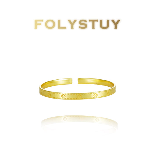【FOLYSTUY (YNT06)】24k gold filled 4-Clover Bangle