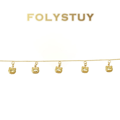 【FOLYSTUY(W177)】24k gold filled Beads cute cat ankle chain (can be used as a bracelet)