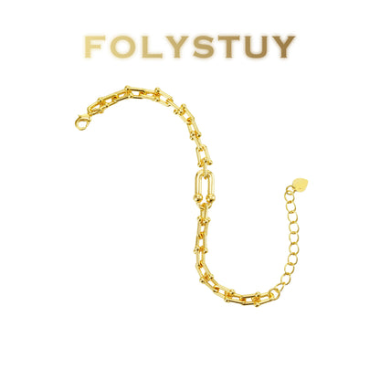 【FOLYSTUY (W153)】24k gold filled Paperclip Bracelet