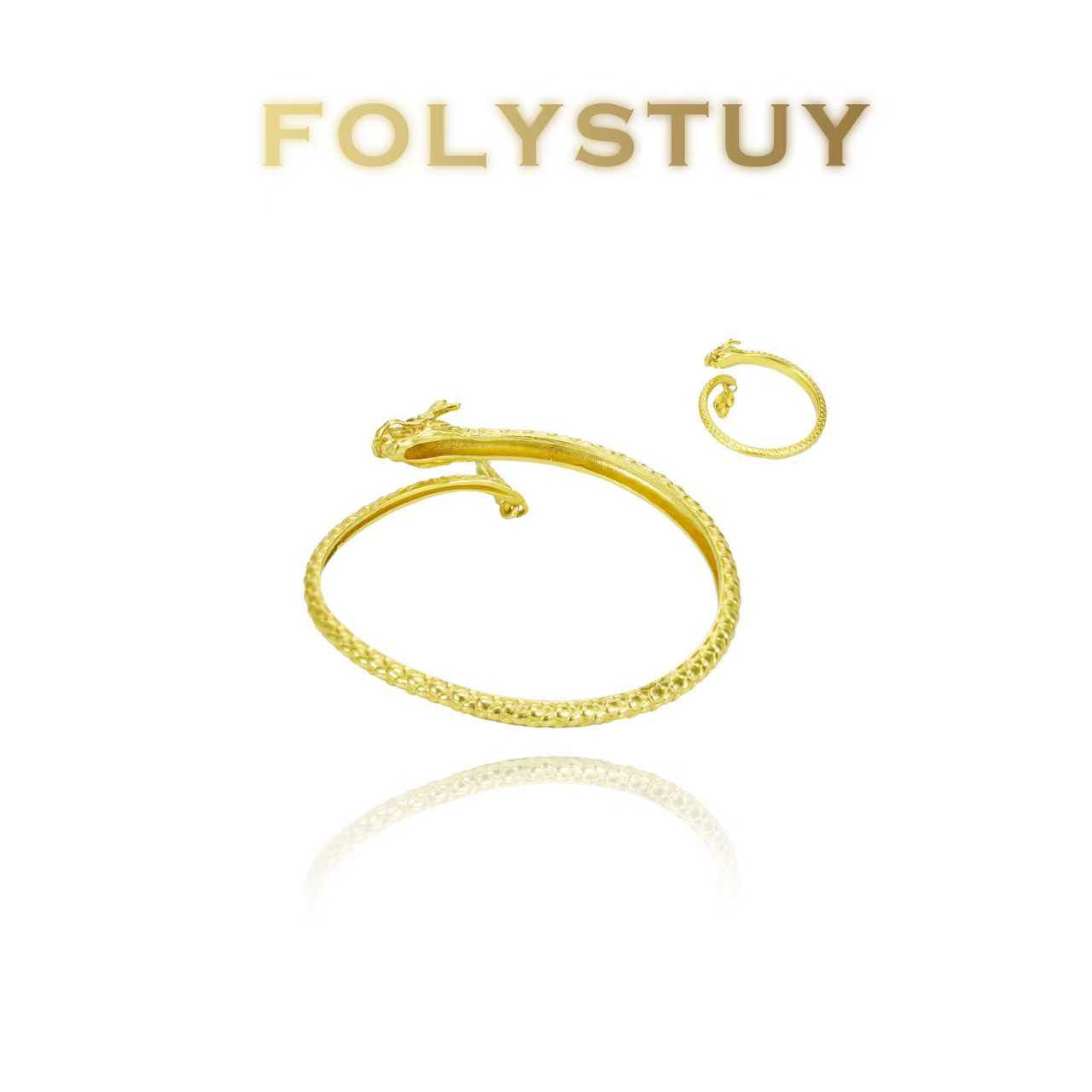 [FOLYSTUY (YNT03)] 24k gold filled Dragon Bangle With Dragon Ring