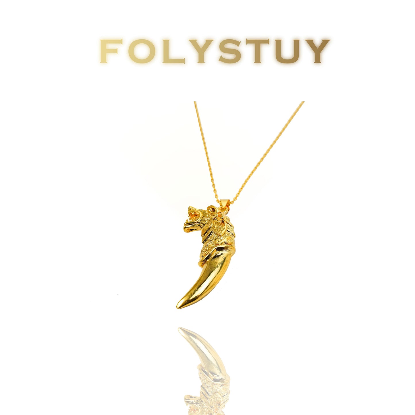【FOLYSTUY (K136)】24k gold filled Tiger and Wolf Tooth Pendant