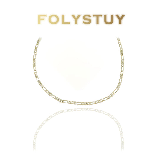 【FOLYSTUY (Y151)】24k gold filled A unisex Asian Figaro necklace